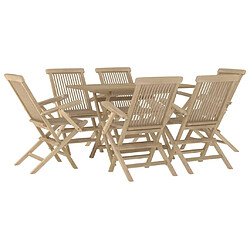 Avis Maison Chic Salon de jardin 7 pcs - Table et chaises d'extérieur - Mobilier/Meubles de jardin Moderne gris bois de teck solide -MN20527