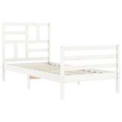 Maison Chic Cadre/structure de lit avec tête de lit pour adulte - Lit Moderne Chambre blanc simple bois massif -MN55290 pas cher