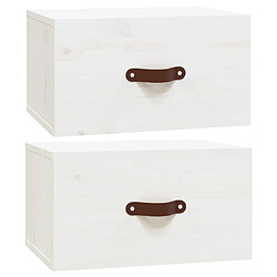 Maison Chic Lot de 2 Tables de Chevet murales - Tables de Nuit Blanc 40x29,5x22 cm