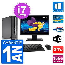 PC HP ProDesk 400 G1 SFF Ecran 27" i7-4770 RAM 16Go Disque 2To Windows 10 Wifi - Occasion