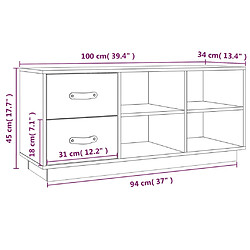 vidaXL Banc à chaussures Noir 100x34x45 cm Bois de pin massif pas cher