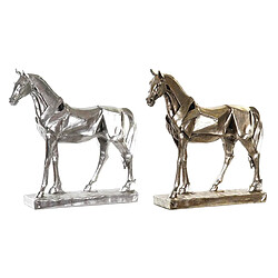 Figurine Décorative DKD Home Decor Cheval Argenté Doré Résine (29 x 8 x 29 cm) (2 Unités)