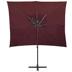 vidaXL Parasol de jardin en porte-à-faux à double toit rouge bordeaux