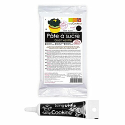 Scrapcooking Pâte à sucre noire 250 g + Stylo de glaçage noir