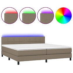 vidaXL Sommier à lattes de lit et matelas et LED Taupe 200x200cm Tissu