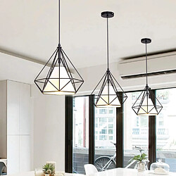 Acheter Stoex Lustre Rétro E27 Lampes Suspendues Industrielles en Métal Avec Cage en Diamant Pour Chambre À Coucher, Vestiaire, Salon, Café (Noir)