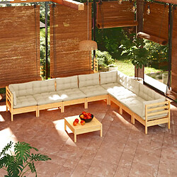 Maison Chic Salon de jardin 9 pcs + coussins - Mobilier/Meubles de jardin - Table et chaises d'extérieur crème Bois de pin solide -MN85596