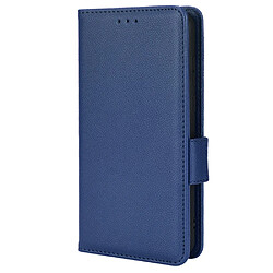 Etui en PU texture litchi avec support, bleu foncé pour votre Blackview A90