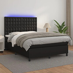 Sommier à lattes et LED,Cadre à lattes de lit avec matelas pour Adulte Noir 140x190 cm -MN63515