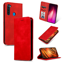 Wewoo Housse Coque Pour Xiaomi Redmi Note 8 Etui en cuir à rabat horizontal magnétique avec peau rétro ressentie Rouge