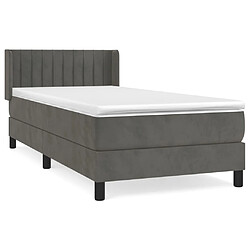 Maison Chic Structures de lit + matelas,Lit à sommier tapissier et matelas pour Chambre Gris foncé 80x200 cm Velours -MN32785