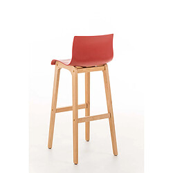 Acheter Decoshop26 Tabouret de bar design scandinave x1 structure de 4 pieds en bois assise en plastique rouge 10_0004945