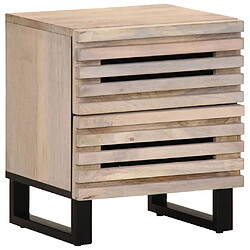 vidaXL Table de chevet 40x34x46 cm bois de manguier massif blanchi