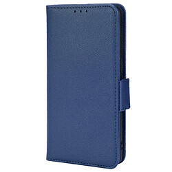 Etui en PU texture litchi avec support, bleu foncé pour votre Oppo Reno6 4G