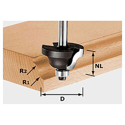 Fraise à double moulure HW avec queue de 8mm FESTOOL HW S8 D38,1/R6,35/R6,35 - 491030