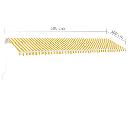 vidaXL Auvent manuel rétractable sur pied 600x300 cm Jaune/Blanc pas cher