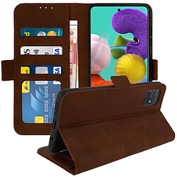 Avizar Housse Samsung Galaxy A51 Étui Folio Porte-cartes Fonction Support Marron