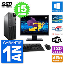 PC Lenovo M91p SFF Ecran 19" Intel i5-2400 RAM 4Go SSD 120Go Windows 10 Wifi - Occasion