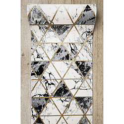 RUGSX Tapis de couloir EMERALD exclusif 1020 glamour, élégant marbre, triangles noir or 80 cm 80x420 cm pas cher