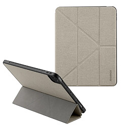 Momax Etui en PU + TPU avec support tripliure et porte-stylo gris clair pour votre Apple iPad Pro 11 pouces (2021)