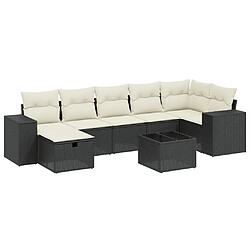 vidaXL Salon de jardin 8 pcs avec coussins noir résine tressée