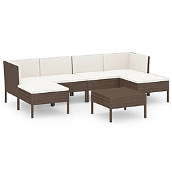 Maison Chic Salon de jardin 7 pcs + coussins - Mobilier/Meubles de jardin - Table et chaises d'extérieur Résine tressée Marron -MN82229