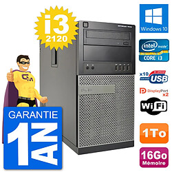 PC Tour Dell 7010 Intel Core i3-2120 RAM 16Go Disque Dur 1To Windows 10 Wifi - Occasion