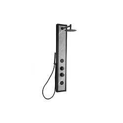 Vente-Unique Colonne de douche hydromassante noire avec décor pierre - H127 x L48,5 cm - LETIYA