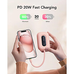 Avis SANAG Powerbank Fast Charging 10 000 Mah Avec Câble Intégré (Amovible), Charge Rapide De 20 W, Mini Power Bank Usb C, Batterie Externe De Téléphone Portable, Compatible Avec Iphone, Samsung,