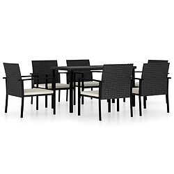 vidaXL Ensemble à manger de jardin 7 pcs Résine tressée Noir