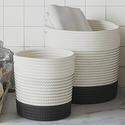 vidaXL Paniers de rangement 2 pcs blanc et noir coton