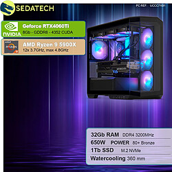 Sedatech PC Gamer V360 • AMD Ryzen 9 5900X • RTX4060Ti • 32Go RAM • 1To SSD M.2 • sans OS