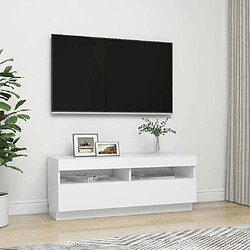 Maison Chic Meubles TV avec lumières LED - Banc TV pour salon Blanc 100x35x40 cm -MN71121 pas cher