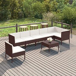 Maison Chic Salon de jardin 8 pcs + coussins - Mobilier/Meubles de jardin - Table et chaises d'extérieur Résine tressée Marron -MN37175