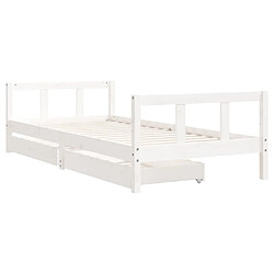 Avis Maison Chic Lit d'Enfant Chambre - Cadre de lit pour enfant tiroirs blanc 90x200 cm bois de pin massif -MN24184