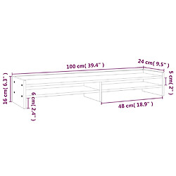 vidaXL Support pour moniteur 100x24x16 cm Bois de pin solide pas cher