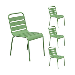 Mes Lot de 4 chaises de jardin en métal vert - BACA