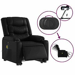 Maison Chic Fauteuil Relax pour salon, Fauteuil inclinable de massage électrique noir similicuir -GKD64451 pas cher