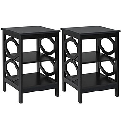 Helloshop26 Lot de 2 tables de chevet à 3 niveaux table d'appoint en forme o simple et contemporain 40 x 40 x 61 cm noir 20_0004905