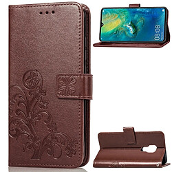 Wewoo Housse Coque Étui en cuir à motif de fleurs pressées Lucky Clover pour Hucompagnon 20, avec support et logements pour cartes, portefeuille dragonne (Marron)