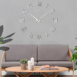 Acheter Wewoo Horloges DIY argent Chambre Décoration de la Maison Sans Cadre Chiffres Romains Grand BRICOLAGE Wall Sticker Mute Horloge, Taille: 100 * 100 cm