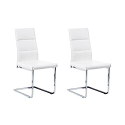 Beliani Set de 2 Cuir PU Chaise de salle à manger Chaise en porte-à-faux Blanc ROCKFORD