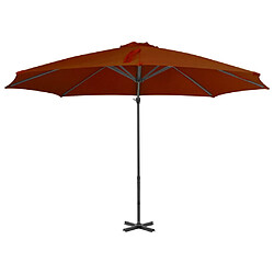 Helloshop26 Parasol déporté avec mât en aluminium 300 cm orange 02_0008506