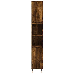 Maison Chic Armoire de bain,Meuble de rangement de salle de bain,Meuble haut chêne fumé 30x30x190 cm bois d'ingénierie -GKD357487 pas cher