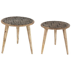 Beliani Lot de 2 tables d'appoint en bois de manguier clair SHARMA