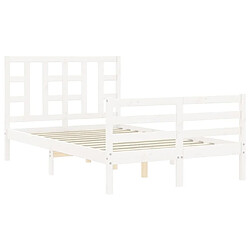 Maison Chic Cadre/structure de lit avec tête de lit pour adulte - Lit Moderne Chambre blanc petit double bois massif -MN30860 pas cher