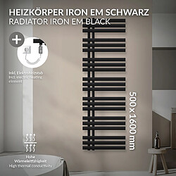 LuxeBath Iron EM Radiateur sèche-serviettes salle de bain en acier noir mat 500x1600 mm