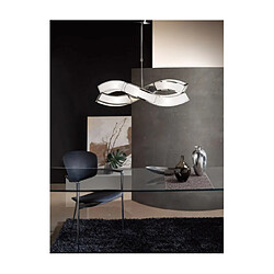 Luminaire Center Suspension Duna Blanc, Chrome poli