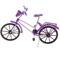 Vélo modèle en aluminium au 1:10 avec panier jouet artisanal violet pas cher