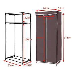 Avis Decoshop26 Armoire penderie en non-tissé rangement de vêtement placard de rangement café 20_0000119